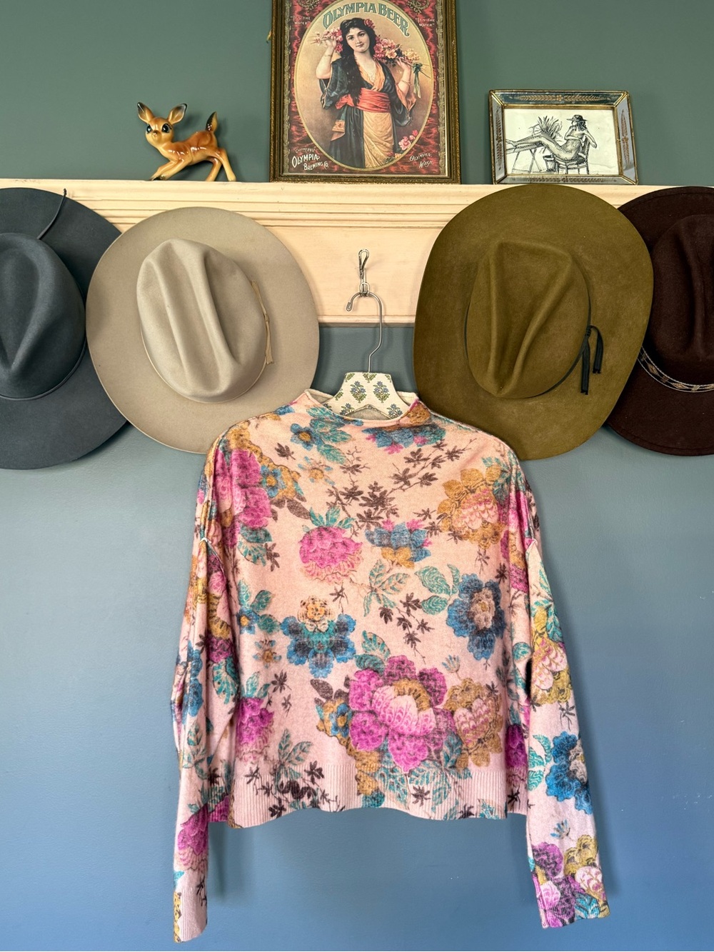 Anthropologie Pilcro Alani Mock Cashmere Floral Sweater sz small